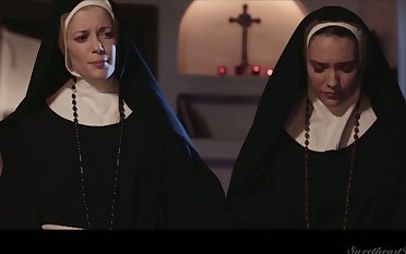 Libidinous and sinful nuns can't stop grinding each others yummy pussies